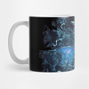 Acrylic Fluid Pour Teal Marble Space Galaxy Mug